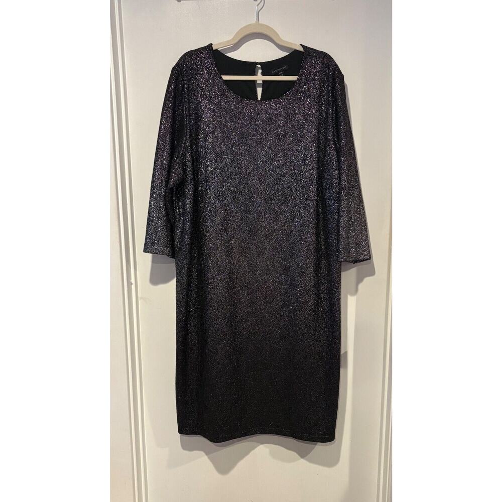 Lane Bryant Black Midi Metallic Shimmer Stretch Party Dress Size 26/28